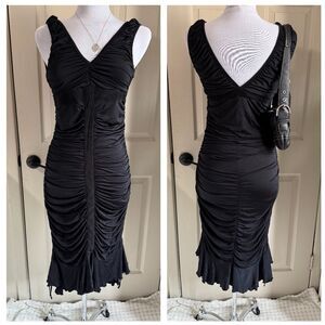 Y2K Sue Wong Deadstock Bodycon Midi Sexy Timeless LBD Ethereal Whymsy Dress